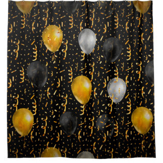 Golden Serpentine: Luxury Black Elegance. Shower Curtain