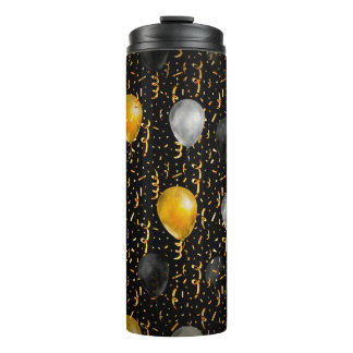Golden Serpentine: Luxury Black Elegance. Thermal Tumbler
