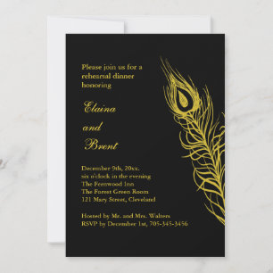 Golden Shake your Tail Feathers Rehearsal Dinner Invitation