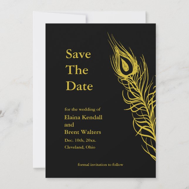 Golden Shake your Tail Feathers Save the Date (Front)