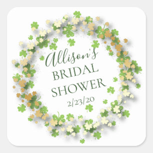 Golden Shamrock Bridal Shower Envelope Seal
