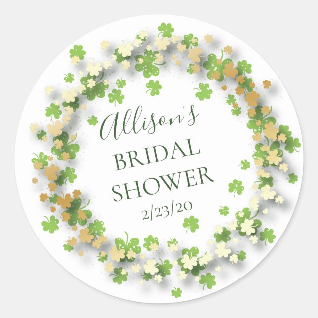 Golden Shamrock Bridal Shower Envelope Seal (Front)
