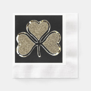 Golden Shamrock Irish Symbol 3 Leaf Clover Chic Napkin