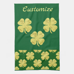 Golden Shamrocks Thunder_Cove Tea Towel