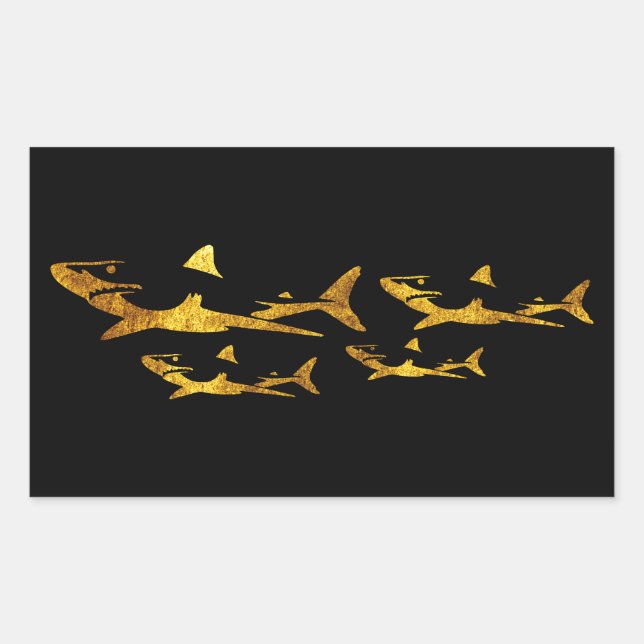 Golden Sharks Rectangular Sticker (Front)