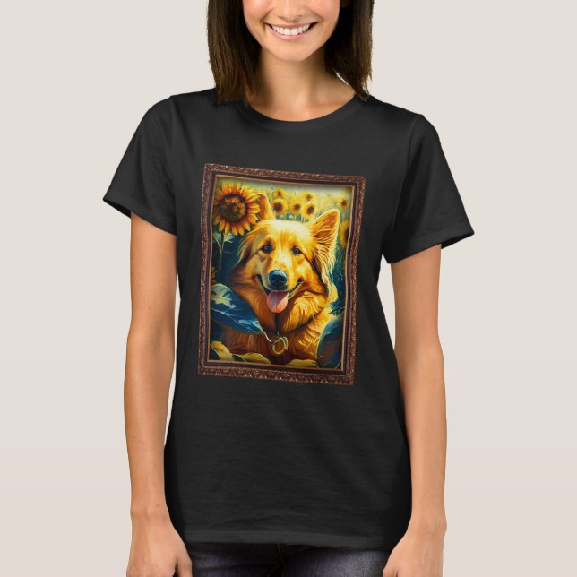 Golden Shepherd Painting Sunflower Flower Mom Wome T-Shirt (Front)