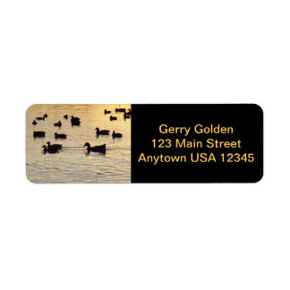 Golden Shimmering Pond ducks geese Return Address Label