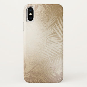 Golden Shine Botanical Tropical Palm Tree Leaves iPhone X Case
