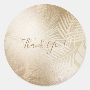 Golden Shine Botanical Tropical Palm Tree Leaves Classic Round Sticker
