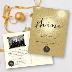 Golden Shine Bright Your Own Logo Modern Business Holiday Postcard