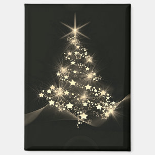 Golden Shine of Stars on Christmas Tree Dark  Magnet