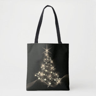 Golden Shine of Stars on Christmas Tree Dark Tote Bag