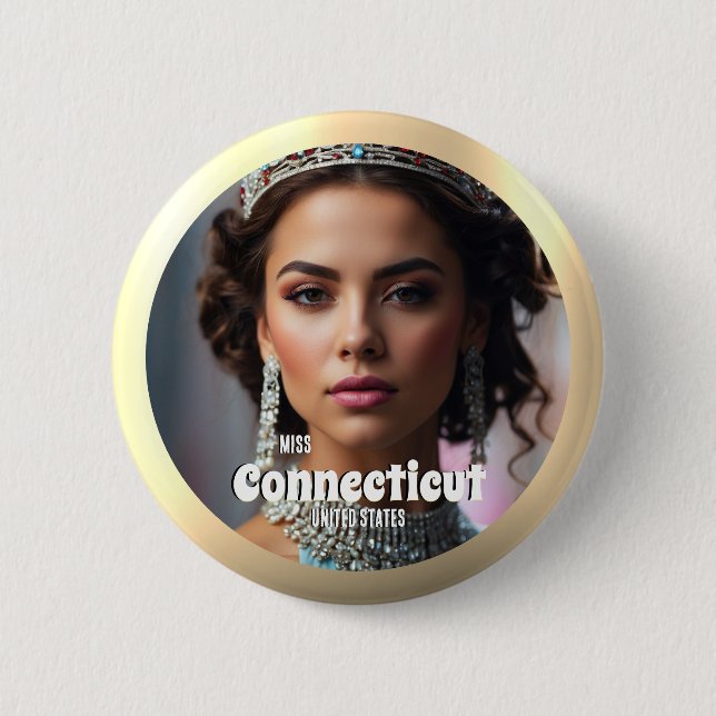 Golden Shine Pageant Button Pin Custom Photo (Front)