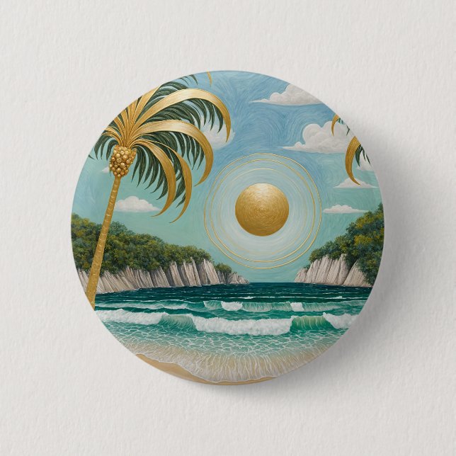 Golden Shores 6 Cm Round Badge (Front)