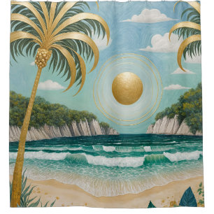 Golden Shores Shower Curtain