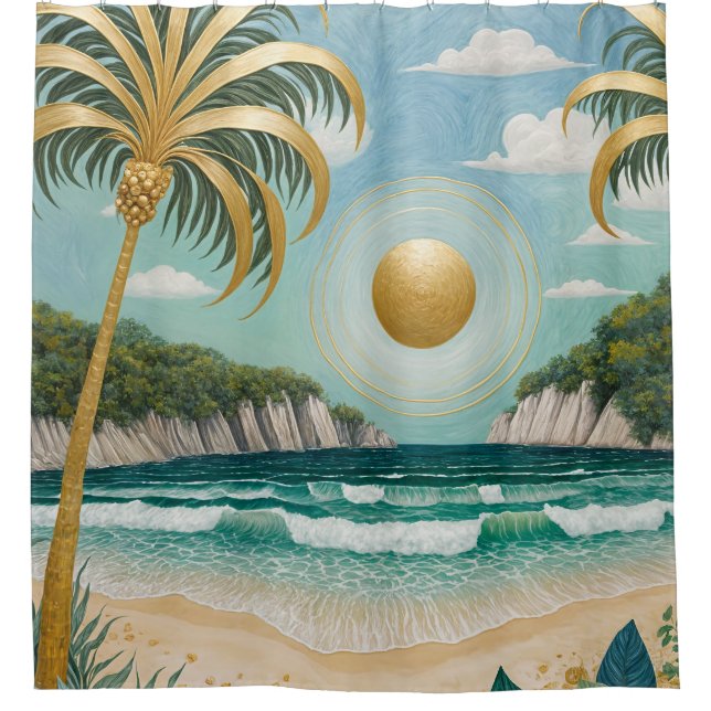 Golden Shores Shower Curtain (Front)
