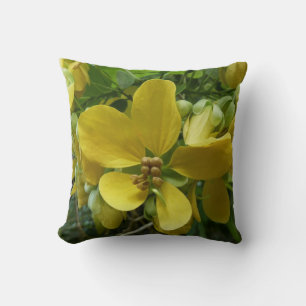 Golden Shower Tree Tropical Yellow Floral Cushion