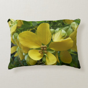 Golden Shower Tree Tropical Yellow Floral Decorative Cushion
