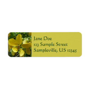 Golden Shower Tree Tropical Yellow Floral Return Address Label