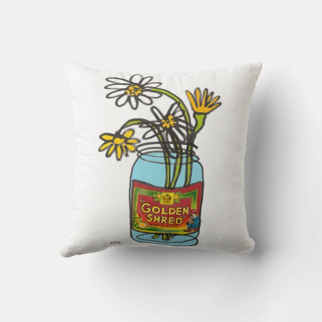 Golden shred marmalade jar with flowers in water cushion (Back)