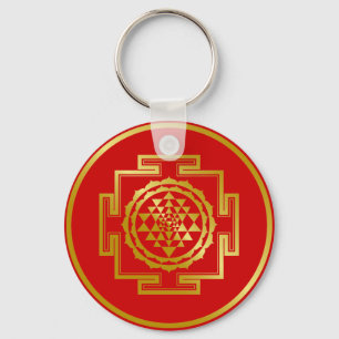 Golden Shree Yantra Key Ring
