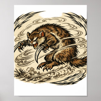 Golden Sickle Kamaitachi Spirit Poster