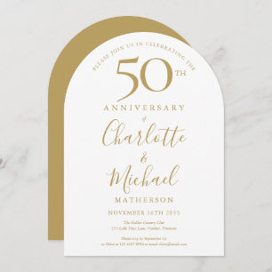 Golden Signature Arch 50th Wedding Anniversary Invitation