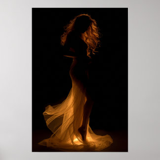 Golden Silhouette Elegance Art Poster