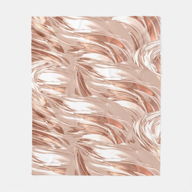 Golden silk cloth: 3D metallic texture. Fleece Blanket (Front)