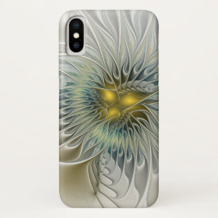 Golden Silver Flower Fantasy abstract Fractal Art iPhone X Case