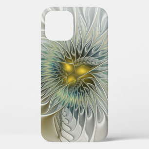 Golden Silver Flower Fantasy Abstract Fractal Art iPhone 12 Pro Case