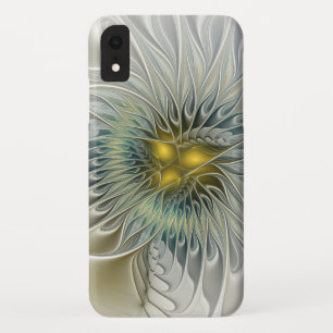 Golden Silver Flower Fantasy abstract Fractal Art iPhone XR Case