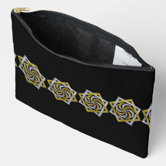 Golden & Silver Geometric Star Embroidery design Accessory Pouch