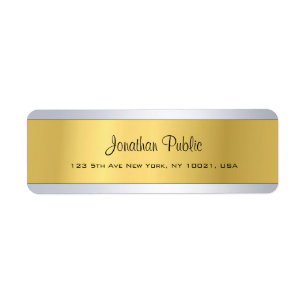 Golden Silver Plain Modern Script Return Address Label