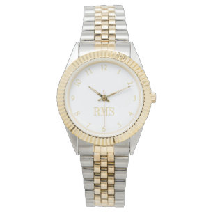 Golden Silver Two-Tone Monogrammed Bracelet Watch