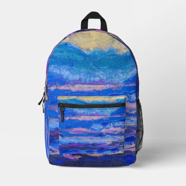 Golden Skies Abstract Art Backpack (Front)