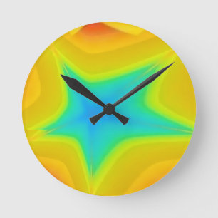 Golden Skies - Ken Gauge Abstract Art Round Clock