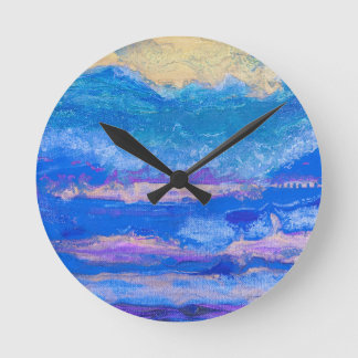 Golden Skies Round Clock