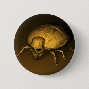 Golden Skull Bug 6 Cm Round Badge