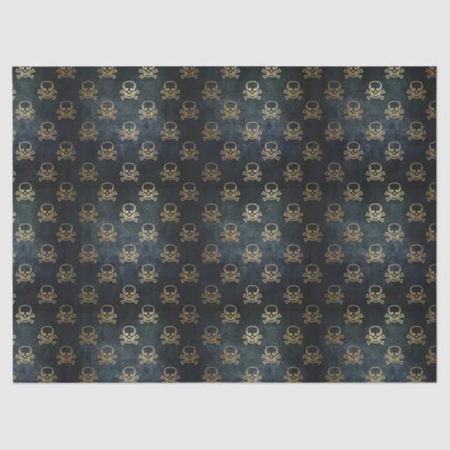Golden Skull & Crossbones Tissue Paper (Front)