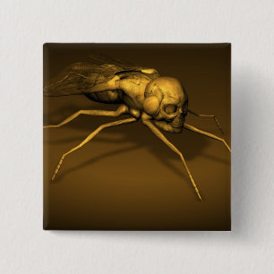 Golden Skull Fly 15 Cm Square Badge