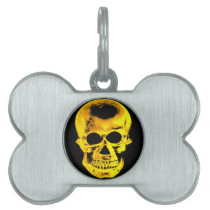 Golden Skull Pet Name Tag