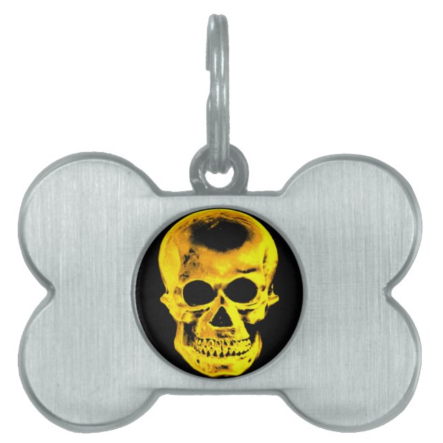 Golden Skull Pet Name Tag (Front)