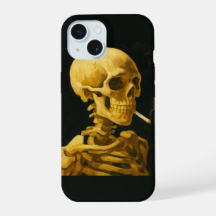 Golden Skull Smoking – Unique Van Gogh Inspired iPhone 15 Case