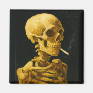 Golden Skull Smoking – Unique Van Gogh Inspired Magnet