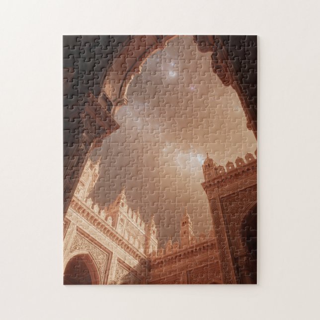 Golden Sky Courtyard – Starlit Serenity  Jigsaw Puzzle (Vertical)