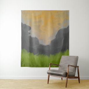 Golden Sky Landscape Painting Tapestry