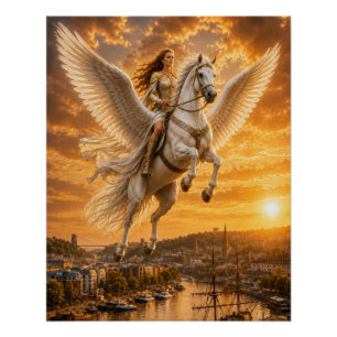 Golden Sky Rider Over Bristol Poster