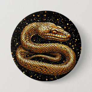 Golden snake 7.5 cm round badge