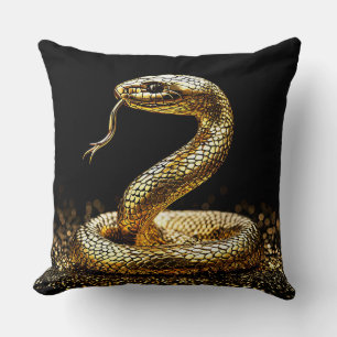 🐍 Golden Snake Mystical Statement Decor Pillow ✨
